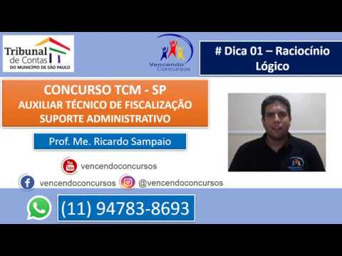 DICA 1 - RACIOCÍNIO LÓGICO - TCM-SP -TRIBUNAL DE CONTAS SÃO PAULO - Auxiliar Técnico de Fiscalização