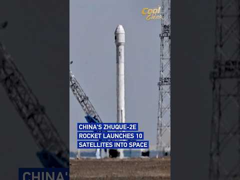 China's Zhuque-2E rocket launches 10 satellites into space #coolchina