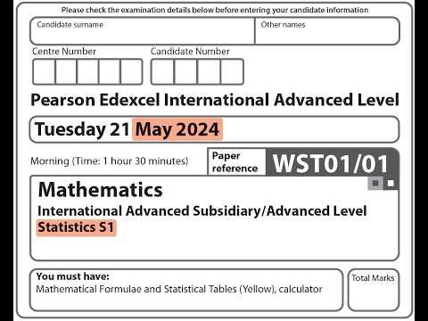 Edexcel IAL Maths - S1 - June 2024