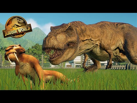 TITAN T-REX VS SABERTOOTH TIGER VS SPINOSAURUS (DINOSAURS BATTLE) | JURASSIC WORLD EVOLUTION 2