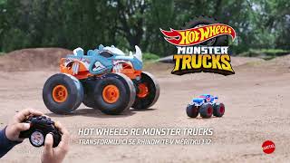 Hot Wheels Monster Trucks HW dálkově ovládaný kabriolet 1:12 Rhinomite s hračkou Race Ace truck 1:64