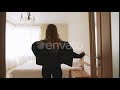 Tired Woman Falling On Bed Stock Footage Envato Elements