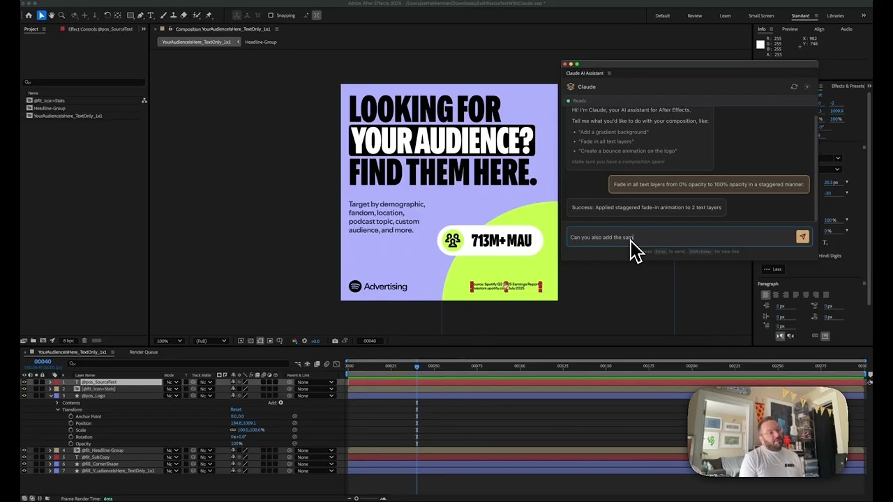 Video thumbnail for Claude AI Assistant for After Effects