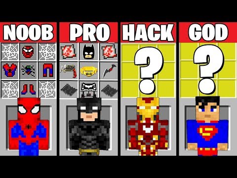 Minecraft Battle: SUPERHERO CRAFTING CHALLENGE - NOOB vs PRO vs HACKER vs GOD in Minecraft Animation