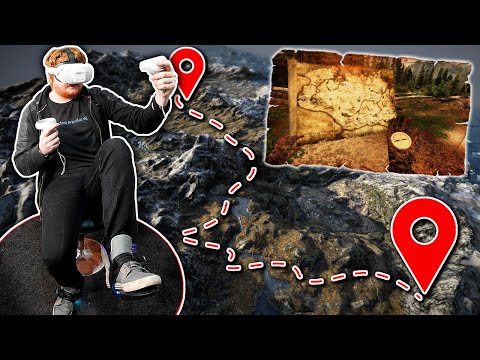 Walking across SKYRIM in VR with Cybershoes VR Treadmill