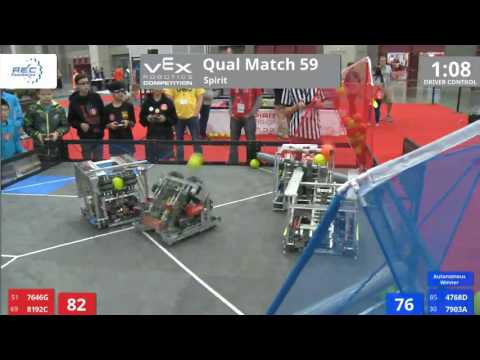 VEX Worlds 2016 - VRC Middle School - Spirit - Qual 59 (7646G 8192C) 170 vs 175 (4768D 7903A)