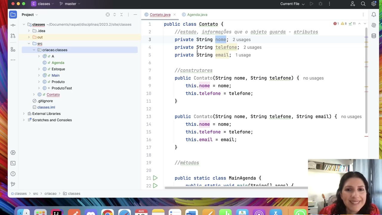 Criação de classes