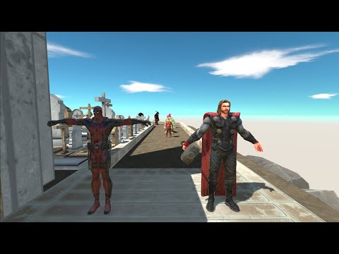 THOR VS DEATH POOL DEATH RUN - Animal Revolt Battle Simulator