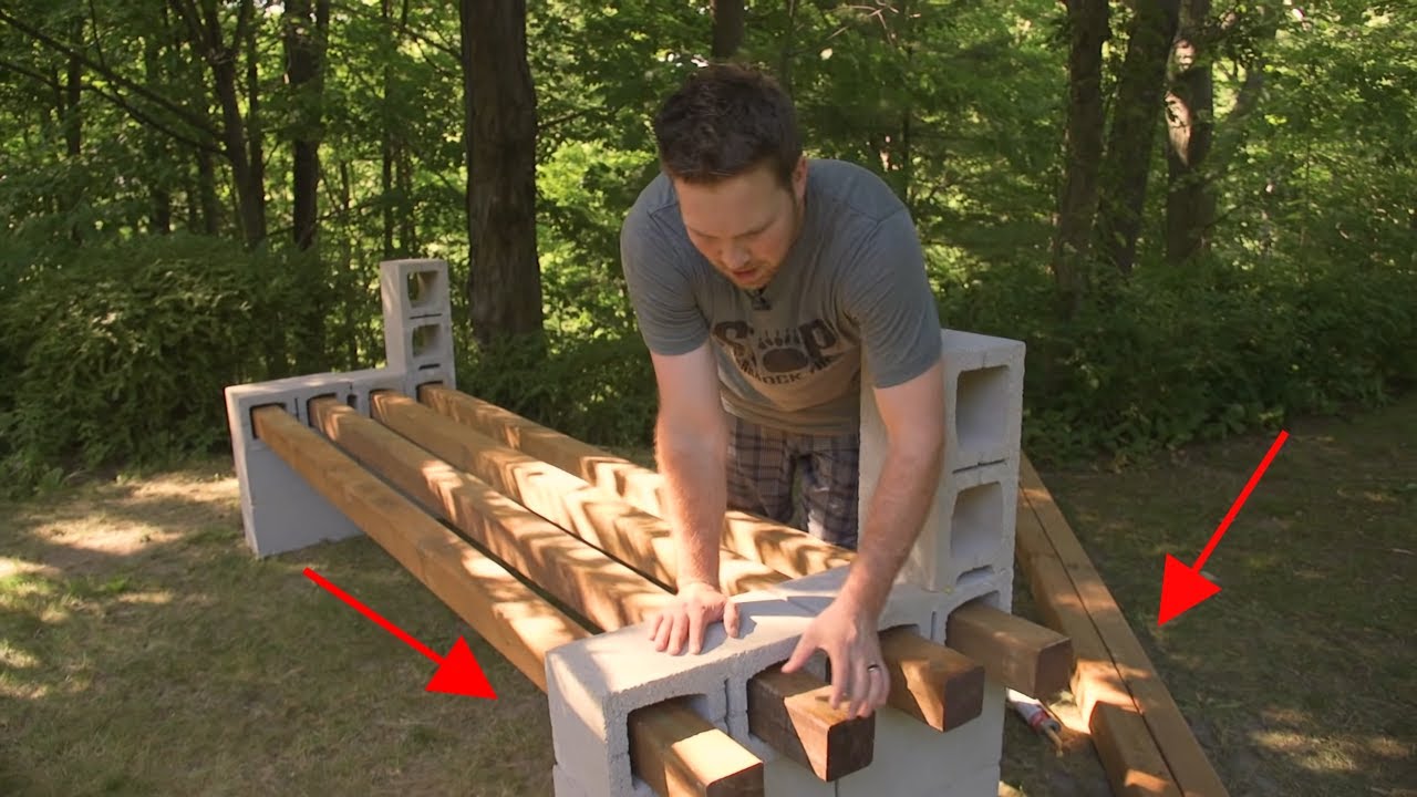 Watch video DIY Cinder Block Cottage Bench Now DIY Cinder Block Cottage Bench