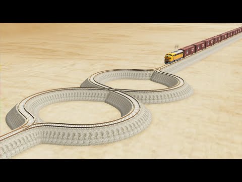 Impossible Overlapping Looped Rail Tracks Crossover Vs Trains Crossing - BeamNG.Drive