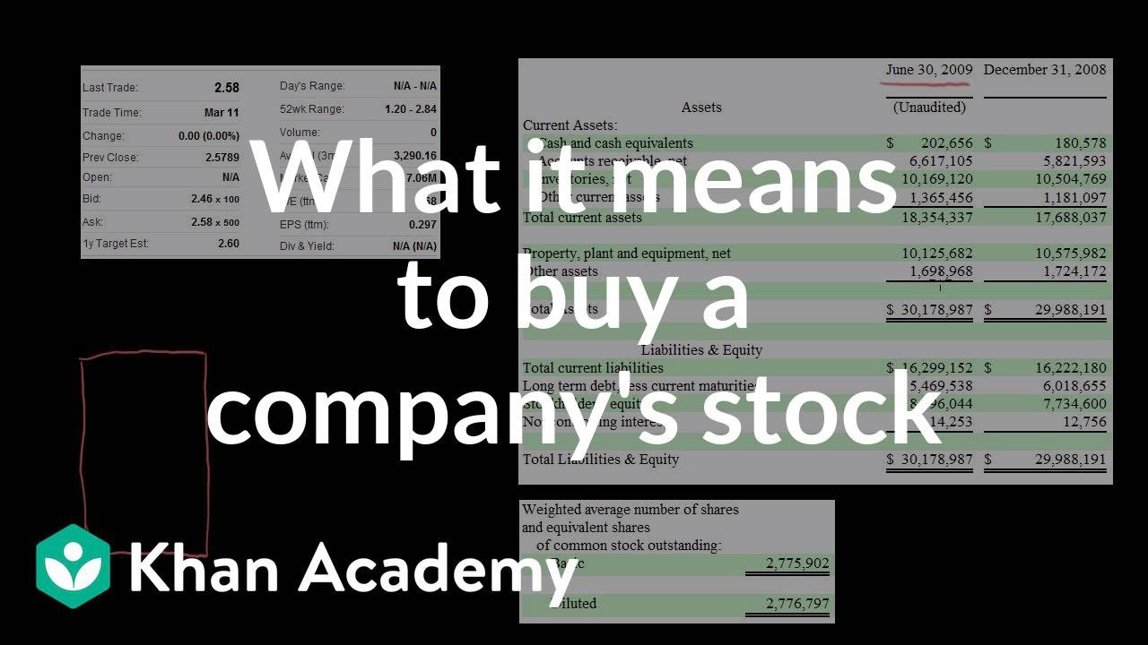 What it means to buy a company's stock | Stocks and bonds | Finance & Capital Markets | Khan Academy - YouTube