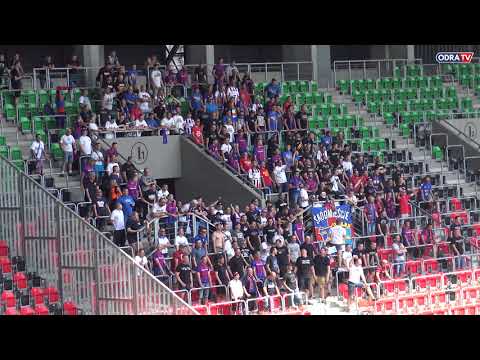 Doping kibiców Odry podczas meczu w Tychach