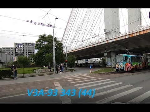 Tramvaiul V3A-93 343 pe linia 44 în zona Basarab/The tram V3A-93 343 on line 44 at Basarab