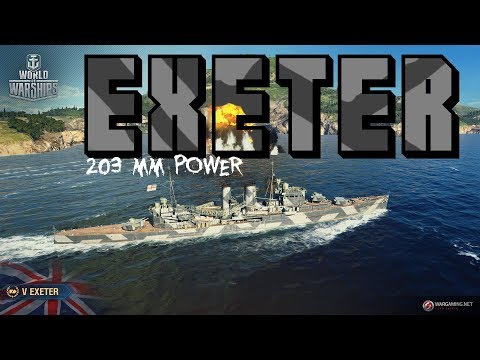 HMS Exeter shows T5 ships what 203mm AP is || World of Warships