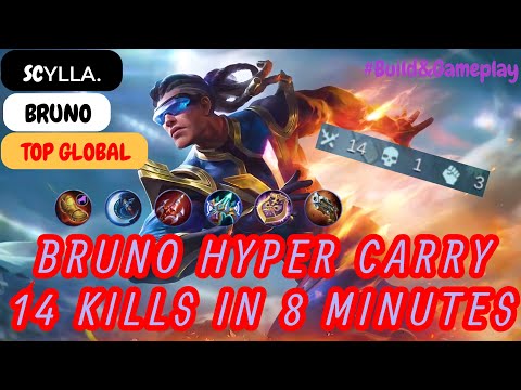 Bruno Hyper Carry 14 Kills in 8 Minutes - Top Global Bruno scʏʟʟᴀ. Build and Gameplay