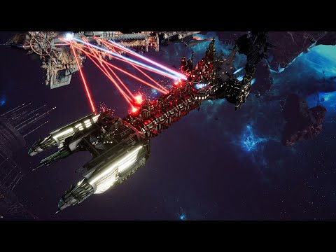 Dark Angels vs Chaos - Skalgrim Mod - Massive Battle - Battlefleet Gothic Armada 2