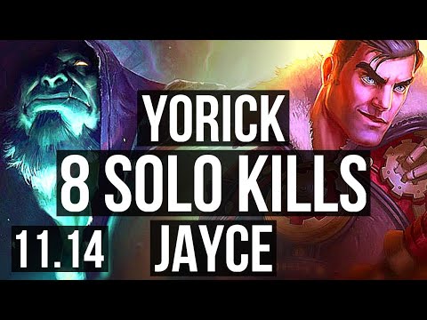 YORICK vs JAYCE (TOP) | Rank 2 Yorick, 8 solo kills, 13/3/7, Dominating | KR Challenger | v11.14