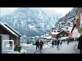 Snowy Scenic Winter Walk In Hallstatt Austria Morning Binaural Winter Sounds ️