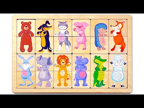 Learn Animals & Match the Head with Activity Puzzle | Preschool Learning Video for Kids & Toddlers