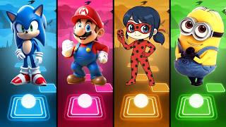 🔥 Who Wins the Color Tiles Challenge! Sonic 🆚 Mario 🆚 Ladybug 🆚 Minion!