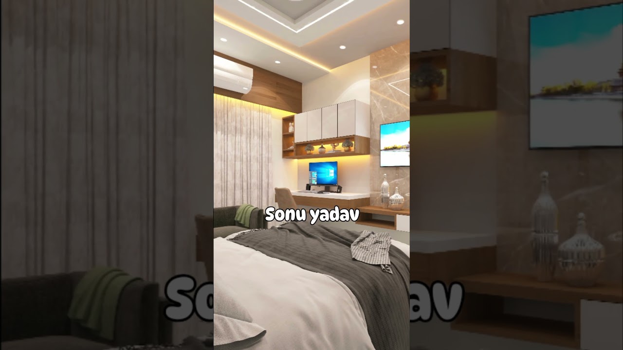 Modern bedroom interior with study table ❣️ bedroom design/room interior/interior designer/3dsmax