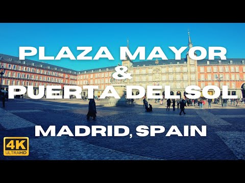 Caminhada Plaza Mayor e Puerta del Sol - Excursão a pé em 4K em Madri 🇪🇸