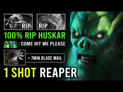 WTF First Item 7Min Blade Mail Instant 1 Shot Reaper Necrophos 100% Counter Huskar Dota 2