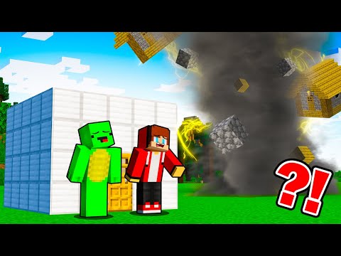 Epic Tornado vs Mikey and JJ Gold Base in Minecraft (Maizen)