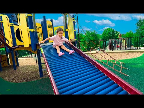 ROLLY SLiDE?! OAK Climbs 3 STORY PLAYGROUND at Hyland Play Area Minnesota!!