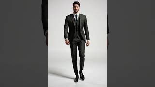 Men's Olive Green Sharkskin Suit with Vest by Tazio video