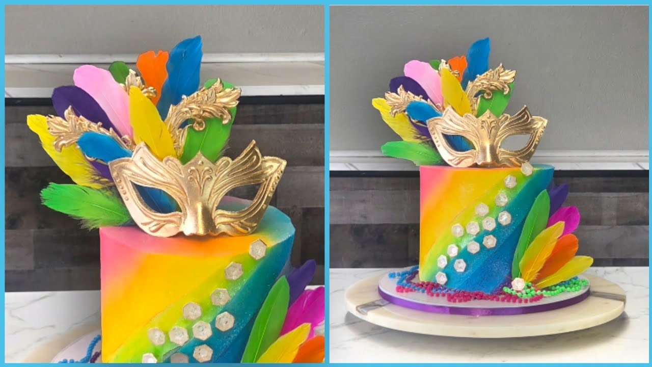 BRIGHT AND FUN Mardi Gras Themed Birthday Cake | Working with AI Created Inspiration Pictures