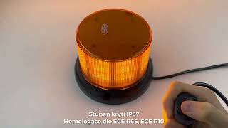 LED maják, 12-24V, 96x0,5W, oranžový, pevná montáž, ECE R65 R10