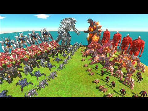 Modern War - Fire Team Burning Godzilla VS Team MechaGodzilla - Animal Revolt Battle Simulator