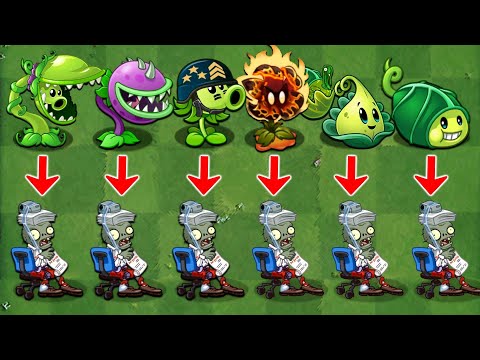 PVZ2 Challenge - How Many Plants Can Defeat ZCorp Chair Racer Using Only 1 Plant Food ?
