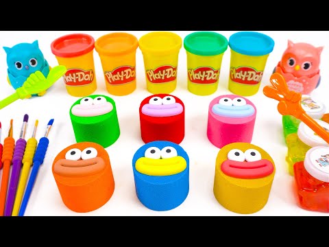 PlayDoh Satisfying Rainbow Kinetic Sand Smiley Faces Cutting ASMR 🌈 Kinetic Sand ASMR