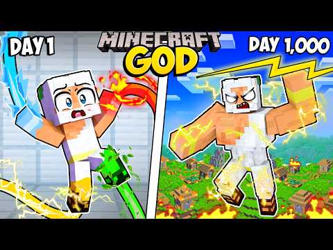 Survived 1000 Days as Elemental God in Minecraft!