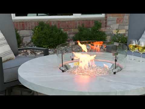 The Outdoor GreatRoom Company Beacon 48-Inch White Onyx Round Gas Fire Pit Table Overview