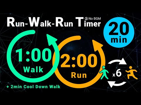 18-Minute Run-Walk-Run Timer: 1min Walk / 2min Run (No Music)