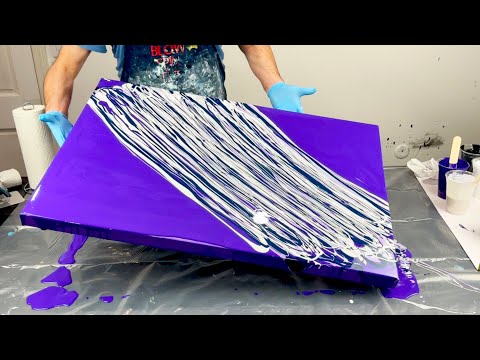 HUGE CANVAS~Ribbon Pour~Negative Space~Acrylic Fluid Art~321