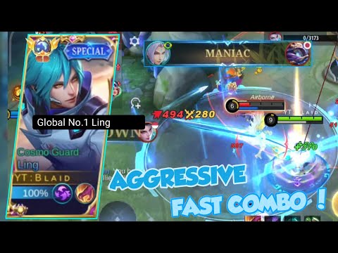 MANIAC! LING AGGRESSIVE MODE DESTROY ENEMY 🔥 TOP GLOBAL LING GAMEPLAY - SOLO RANK MOBILE LEGENDS