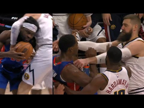 Jonas Valanciunas had Isaiah Stewart in a headlock and things get heated
