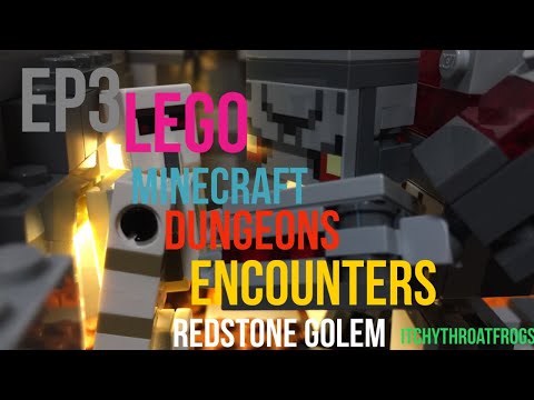 ITCHY THROAT FROGS - Lego Minecraft Dungeons Encounters Ep3-Redstone Golem Encounter