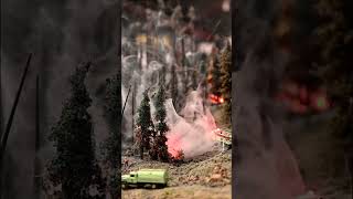 Model railroad layout forest fire, HO scale. #shorts