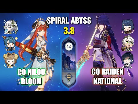 C0 Nilou Bloom x C0 Raiden National | Spiral Abyss 3.8 | Floor 12 9 Stars | Genshin Impact