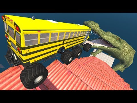 Jumping Crashes&Deadly Fall from the Stairs #2 - BeamNG.drive (Giant Crocodile)