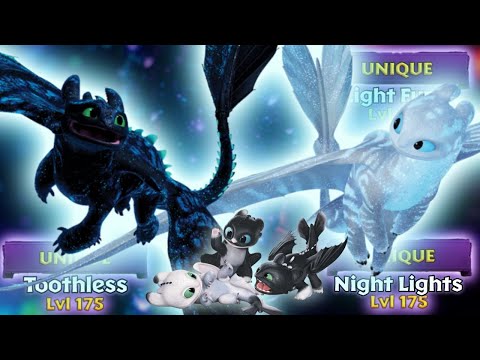 Toothless, Light Fury, and Night Lights — Max Level 175 Alpha/Titan Mode | Dragons: Rise of Berk