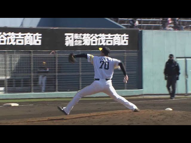 【春季キャンプ紅白戦】見逃し三振!! ホークス・田上奏大 2回を投げ、無失点に抑える好投!! 2023年2月16日 福岡ソフトバンクホークス