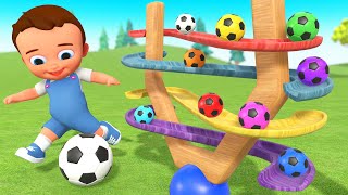 Learning Colors for Children with Little Baby Fun Play Soccer Balls Wooden Slider ToySet 3D Kids Edu