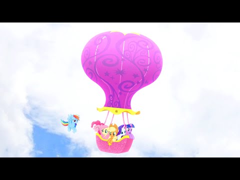 Six Ponies Flying In A Pink Hot Air Balloon - Cantersoft