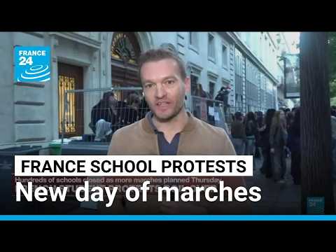 French students prepare for more marches as hundreds of schools close